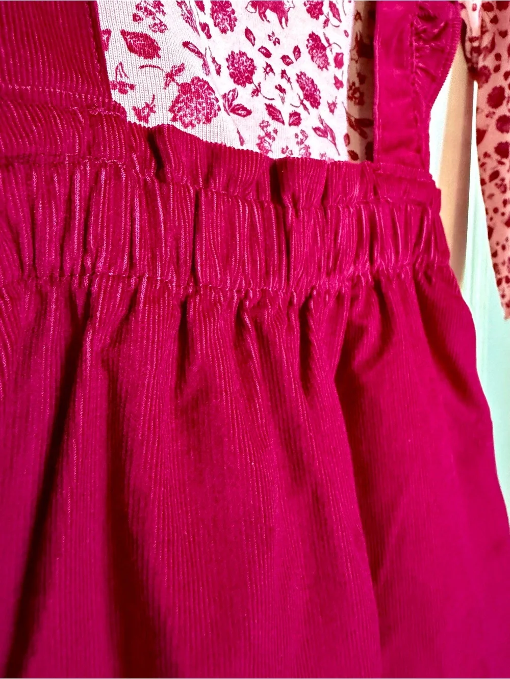 Carter’s Child of Mine 4T 2PC Corduroy Jumper Dress Fox Floral Ruffle Pinafore